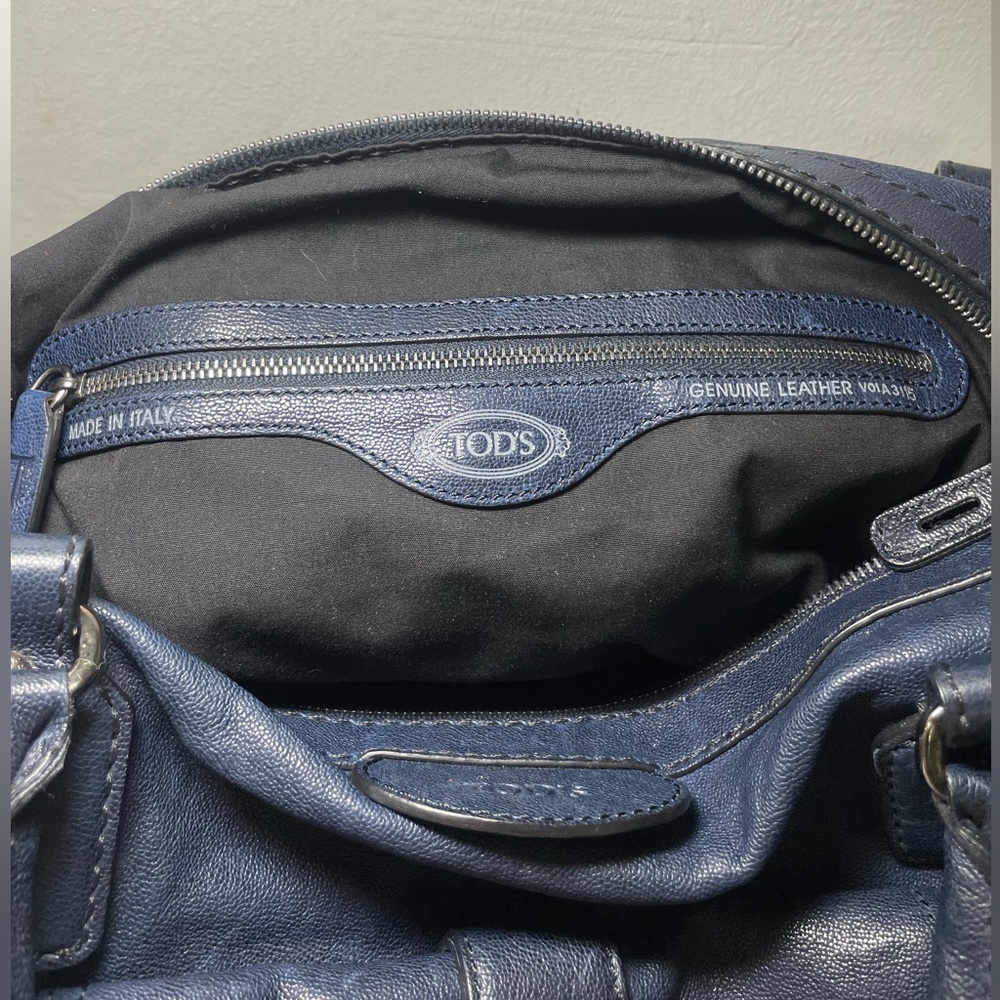 TOD’S bensenville pebbled leather designer handbag made in italy - Picture 11 of 15